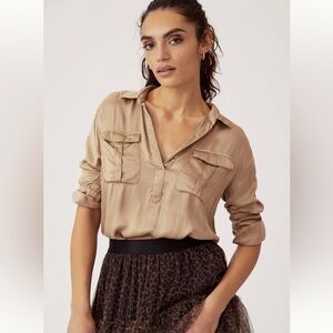 Anthropologie Sleek V-Neck Blouse, S